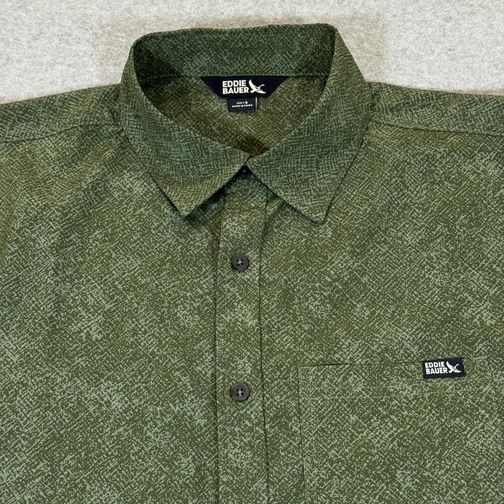 Eddie Bauer Mens Walker's Shirt Casual Button Up SS Green Small Stretch NWT